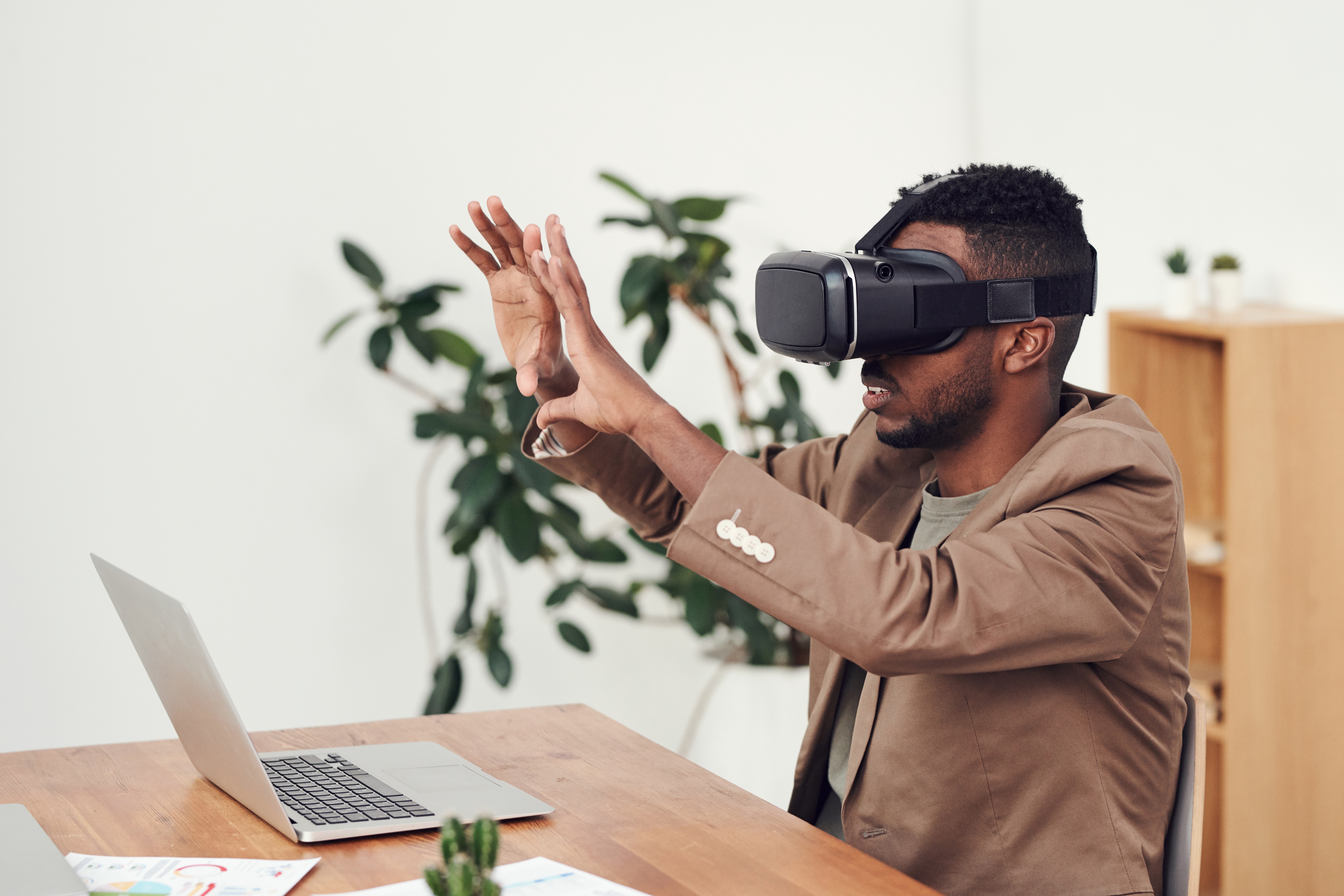 Company Man  wearing VR glasses